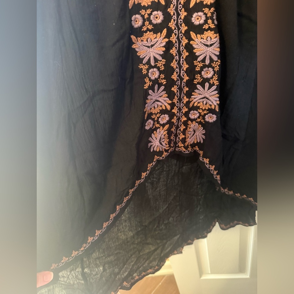 Free People Black, Rust and Lavender Embroidered High Low Dress - Picture 3 of 7